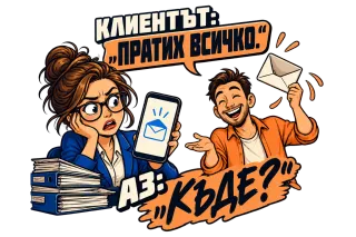 Клиентът: прати всичко, аз: къде?