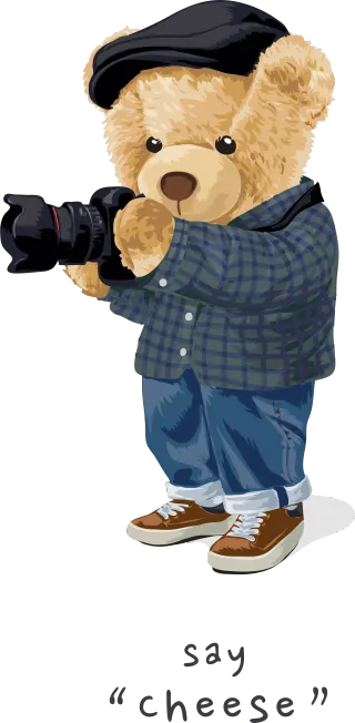 Мече фотограф say "cheese"