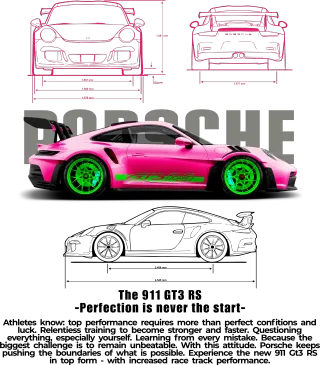 Розово Porsche с неонови джанти