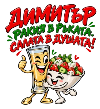 Димитър с ракия и салата
