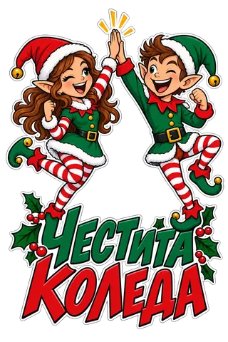 Честита Коледа с коледни елфи