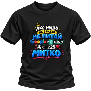 Не питай Google и Chat GPT, Попитай Митко върху Тениска
