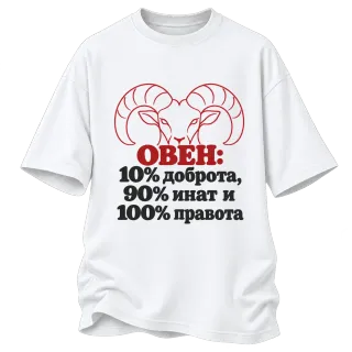 Овен 10% доброта, 90% инат, 100 правота върху Овърсайз