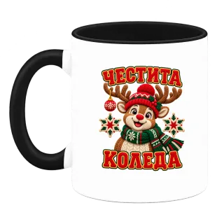 Плетен елен Честита Коледа върху Чаша