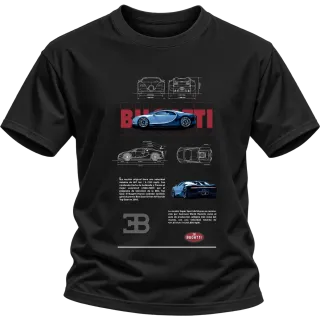 Bugatti графика на хиперавтомобил върху Тениска