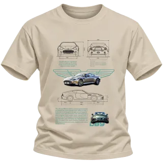 Aston Martin DBS технически план върху Тениска