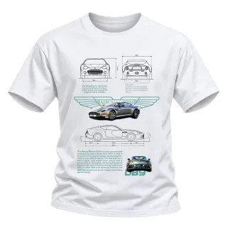 Aston Martin DBS технически план върху Тениска