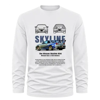 Nissan Skyline R34 върху Тениска с дълъг ръкав