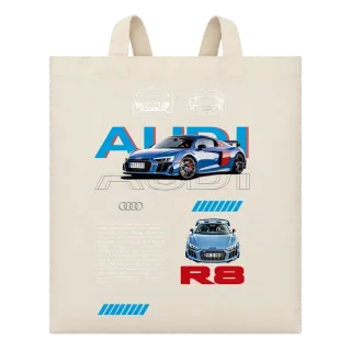 Audi R8 син спортен автомобил върху Чанта
