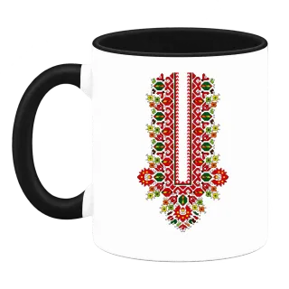 Българска шевица „Цветна пазва“ върху Чаша