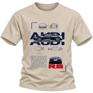 Audi R8 технически чертеж върху Тениска