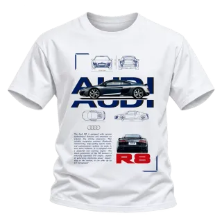 Audi R8 технически чертеж върху Тениска