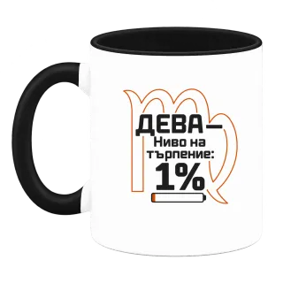 Дева с ниво на търпение 1% върху Чаша