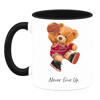 Мече баскетболист Never Give Up върху Чаша