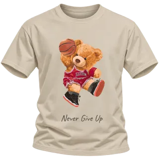 Мече баскетболист Never Give Up върху Тениска