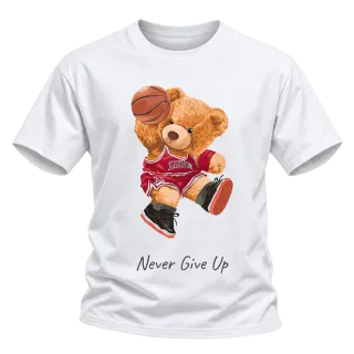 Мече баскетболист Never Give Up върху Тениска