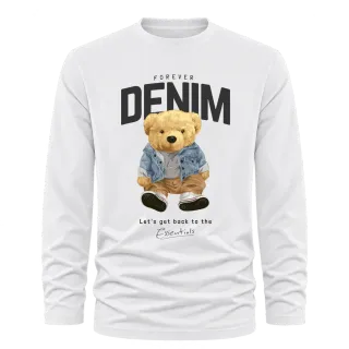 Мече DENIM върху Тениска с дълъг ръкав