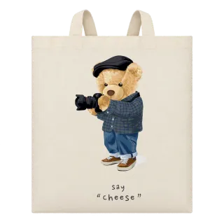 Мече фотограф say "cheese" върху Чанта