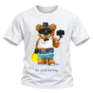 Мече Go Snorkeling върху тениска