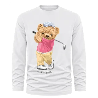 Мече little golfer върху тениска с дълъг ръкав