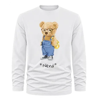 Мече Nerd върху Тениска с дълъг ръкав