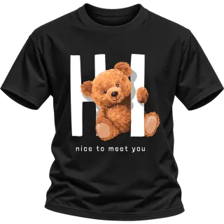 Мече Nice to meet you върху Тениска