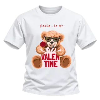 Мече please be my Valentine върху Тениска