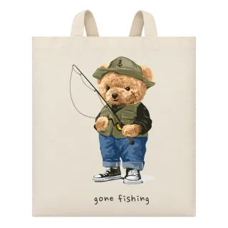 Мече рибар gone fishing върху Чанта
