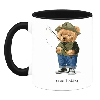 Мече рибар gone fishing върху Чаша