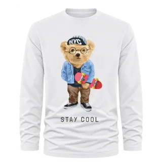 Мече скейтър Stay Cool върху тениска с дълъг ръкав