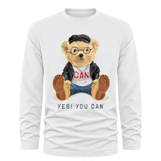Мече Yes You Can върху Тениска с дълъг ръкав