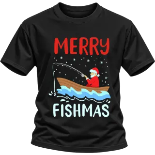 Merry Fishmas с Дядо Коледа върху Тениска