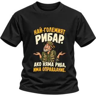 Най-големият рибар има оправдание върху Тениска