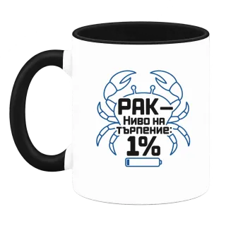 Рак с ниво на търпение 1% върху Чаша