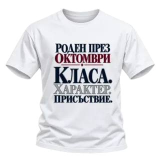 Роден през Октомври върху Тениска