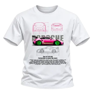 Розово Porsche с неонови джанти върху Тениска