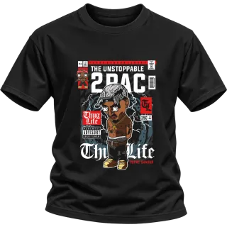 THE UNSTOPPABLE 2PAC Tupac Thug Life върху Тениска
