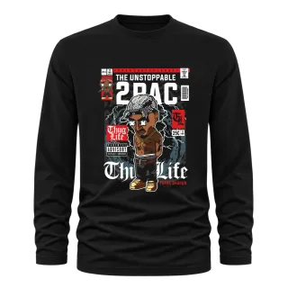 THE UNSTOPPABLE 2PAC Tupac Thug Life върху Тениска с дълъг ръкав