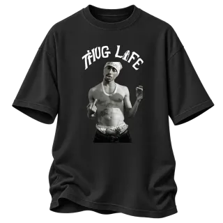 Thug Life 2Pac Middle Finger върху Овърсайз