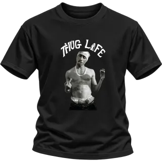 Thug Life 2Pac Middle Finger върху Тениска