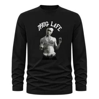 Thug Life 2Pac Middle Finger върху Тениска с дълъг ръкав