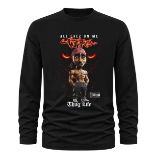 Tupac 2Pac Thug Life 3D върху Тениска с дълъг ръкав