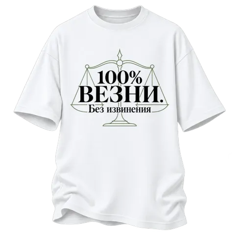 100% Везни. Без извинения върху Овърсайз — Бяло