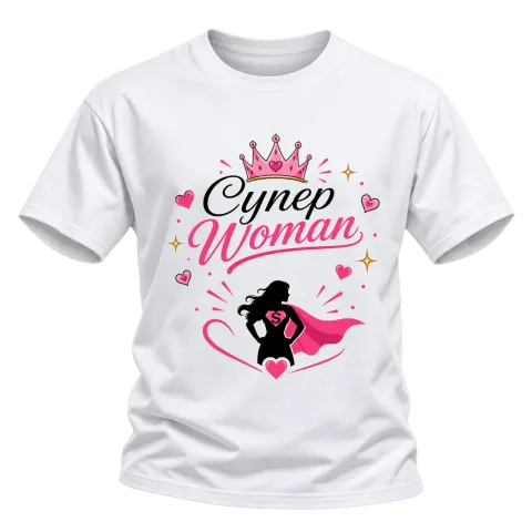 Супер Woman върху Тениска — Бяло