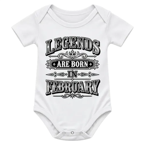 LEGENDS ARE BORN IN FEBRUARY върху Боди — Бяло