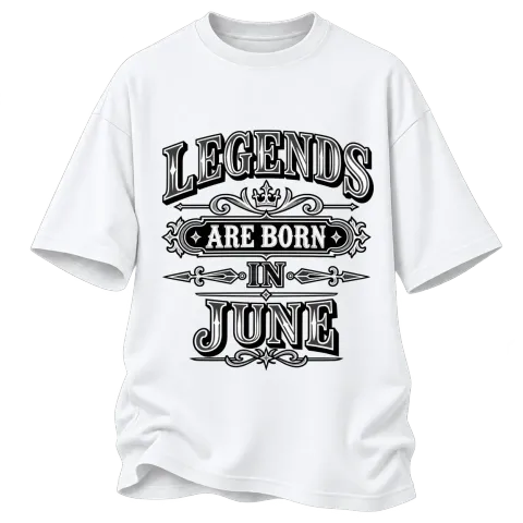 LEGENDS ARE BORN IN JUNE върху Овърсайз — Бяло