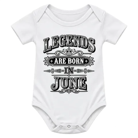 LEGENDS ARE BORN IN JUNE върху Боди — Бяло