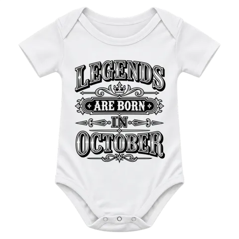 LEGENDS ARE BORN IN OCTOBER върху Боди — Бяло