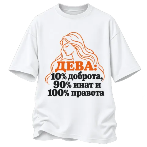 Дева: 10% доброта, 90% инат, 100 правота върху Овърсайз — Бяло