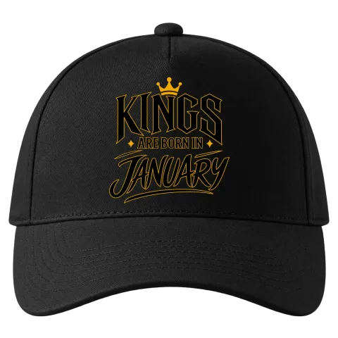 KINGS ARE BORN IN JANUARY върху Шапка — Черно